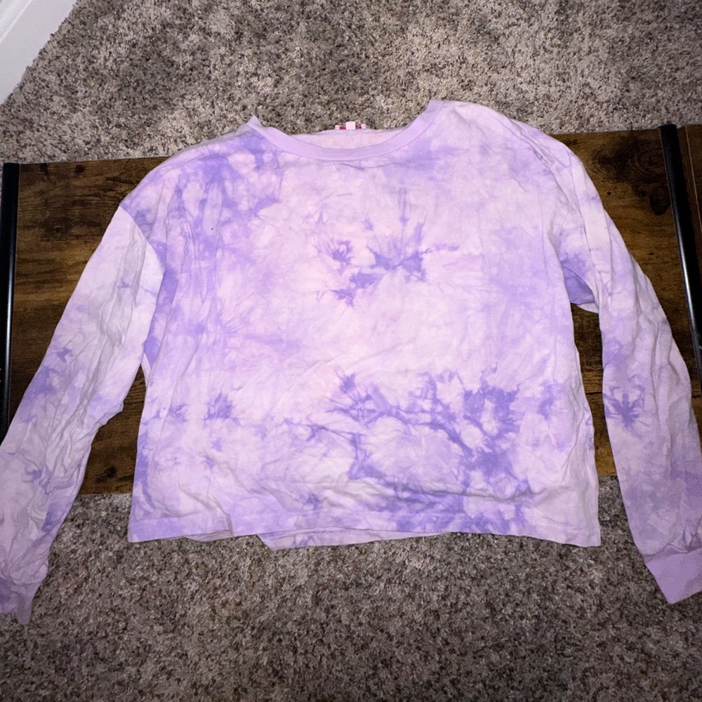Pink Lily tie dye purple cropped shirt